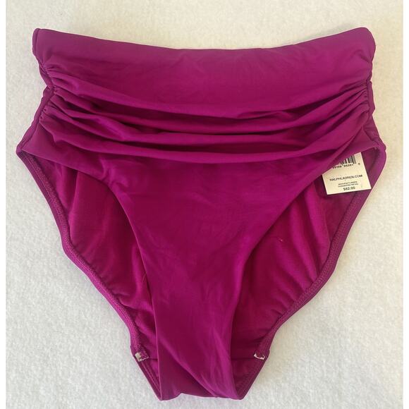 Ralph Lauren Bikini Bottoms Size 6 Purple Solid High-Waisted Swim Bottoms - Picture 1 of 5